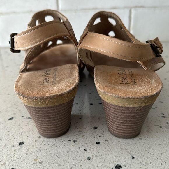 Josef Seibel Women's Ruth Tan Leather Cut Out Open Toe Comfy Sandals Size 40 EUC - Picture 5 of 12